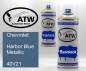 Preview: Chevrolet, Harbor Blue Metallic, 40V21: 400ml Sprühdose + 400ml Klarlack - Set, von ATW Autoteile West.
